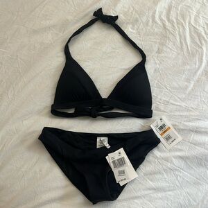 NWT BECCA Black Two Piece Bikini Swimsuit Size Small top and Small bottom.